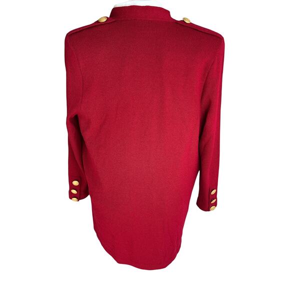 St. John Sportswear Size Small Red Knit Long Line Open Front Cardigan - Picture 2 of 8